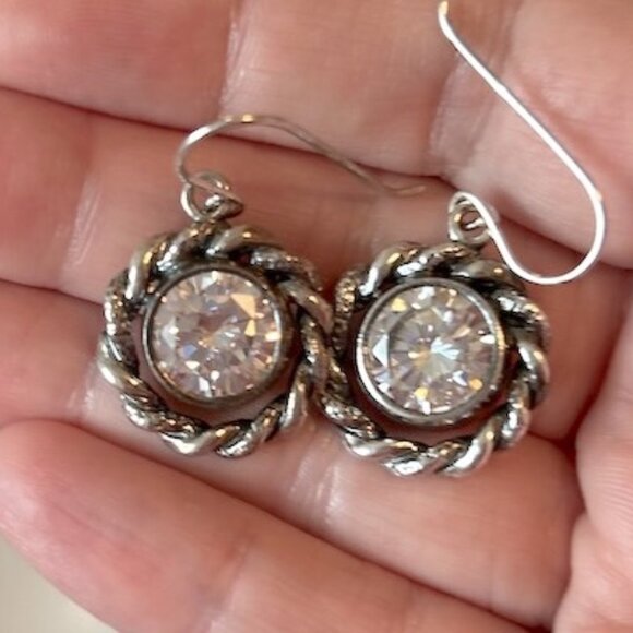 Shablool sterling silver and CZ round drop earrings - Picture 9 of 13